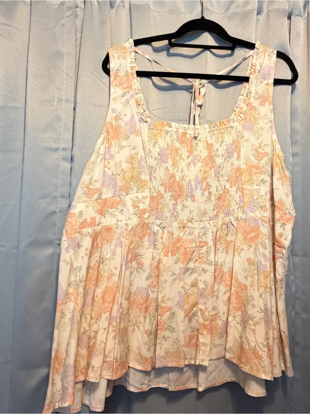 Torrid Peach Floral Tie-Back Tank Top - NWOT - Picture 3 of 3